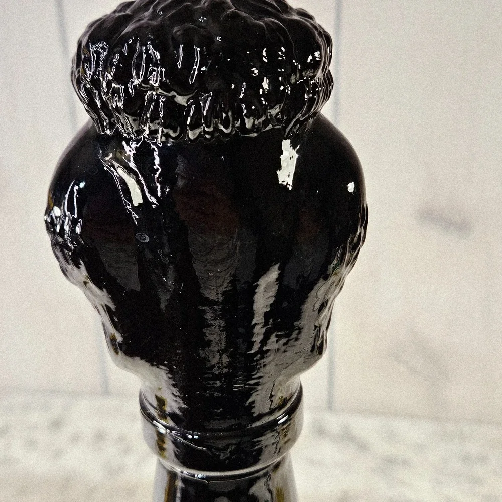Vtg 1971 Black Glass Sitting Poodle Dog‎ Wine Decanter Bottle Detroit MI Italy